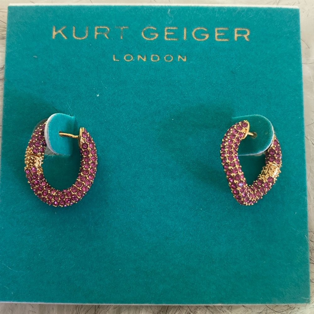 🩷Kurt Geiger London Curved Hoop Earrings in Pink🩷